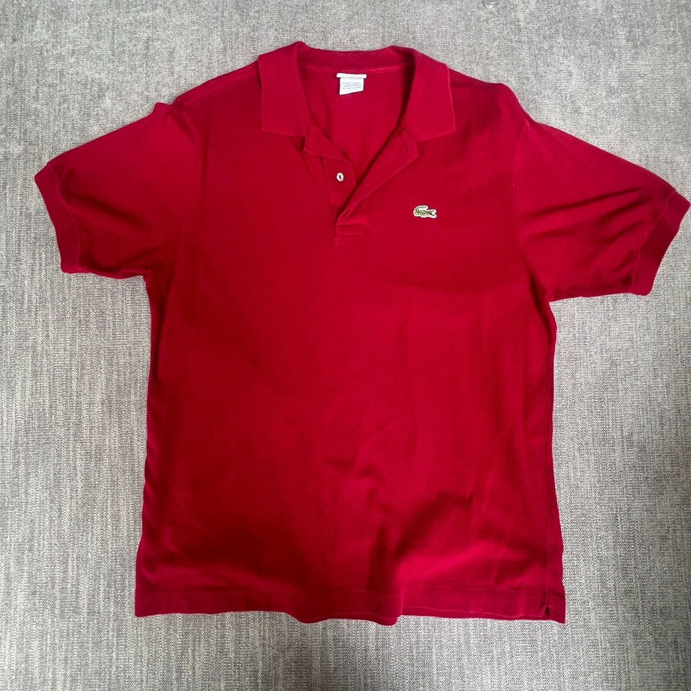Lacoste Polo Shirt Mens 6 Red Crocodile Logo Short Sleeve Classic Fit Collared
